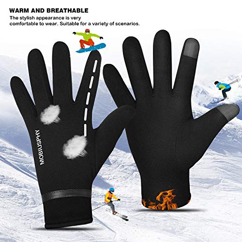 MOBIUSPHY Guantes Invierno Hombre, Guantes de Pantalla Táctil Unisex Guantes Deportivos Super Cálido Mujer para Esquí Nieve Ciclismo Deporte al Aire Libre Running, Negro