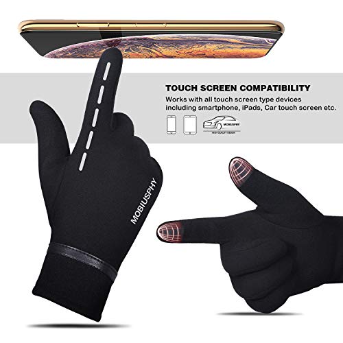 MOBIUSPHY Guantes Invierno Hombre, Guantes de Pantalla Táctil Unisex Guantes Deportivos Super Cálido Mujer para Esquí Nieve Ciclismo Deporte al Aire Libre Running, Negro