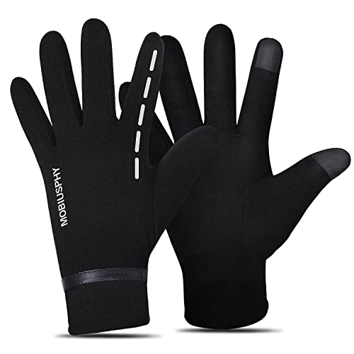 MOBIUSPHY Guantes Invierno Hombre, Guantes de Pantalla Táctil Unisex Guantes Deportivos Super Cálido Mujer para Esquí Nieve Ciclismo Deporte al Aire Libre Running, Negro