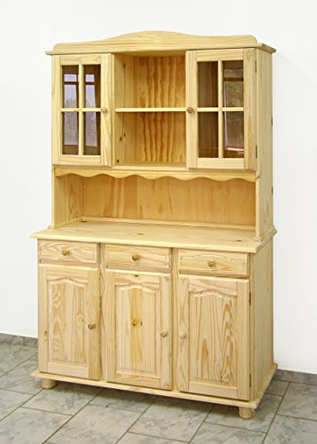 Moblit Alacena 3 Puertas, Sin Barnizar 197x130x42, realizada en Madera Maciza de Pino, Las traseras de Todo el Mueble Van en MDF, Decorala tu Mismo a tu Gusto