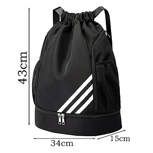 Mochila con Cordón Bolsa Deport: YIDM Mochila de Cuerda Moda con Cremallera Impermeable Gran Capacidad Bolsa Mochila Cuerdas para Deportes Y Viajes Yoga Hombres Mujeres Niños Jóvenes