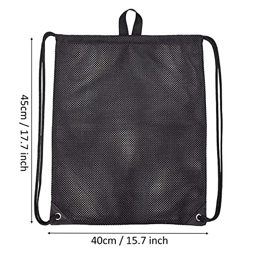 Mochila de malla con cordón, bolsa de almacenamiento multifunción para equipos deportivos para gimnasio, playa, natación, negro