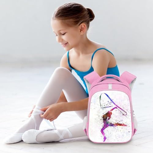 Mochila escolar para niña mochila con estampado de gimnasia rítmica mochila de gran capacidad mochila de viaje mochila para atleta de baile