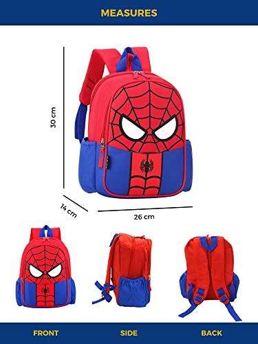 Mochila Escolar Spiderman 30 cm. Mochila Infantil Superhéroes con Diseño 3D Dibujos Animados con Cremallera de ABS, 2 Compartimentos, Asas Ajustables. Material Escolar para Niños y Niñas.