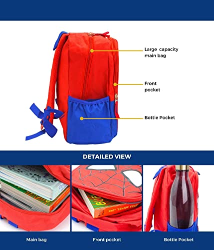 Mochila Escolar Spiderman 30 cm. Mochila Infantil Superhéroes con Diseño 3D Dibujos Animados con Cremallera de ABS, 2 Compartimentos, Asas Ajustables. Material Escolar para Niños y Niñas.