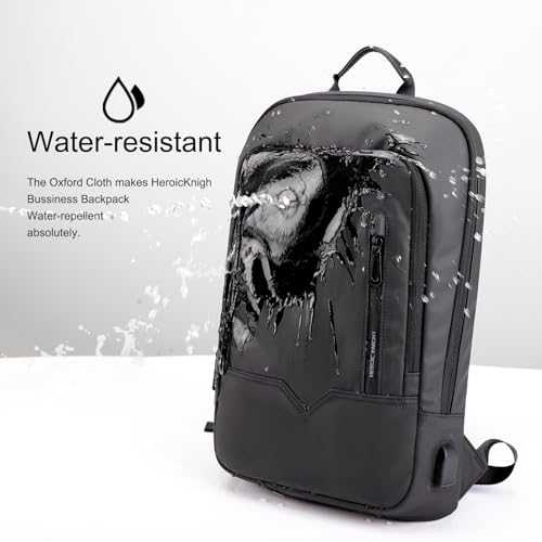 Mochila Hombre, Mochila Ordenador Portátil Impermeable con Puerto de Carga USB, Mochila Laptop 15.6'' para Negocio Trabajo Escolar Estudio Diario Viaje Ocio o Actividades al Aire Libre-Negro