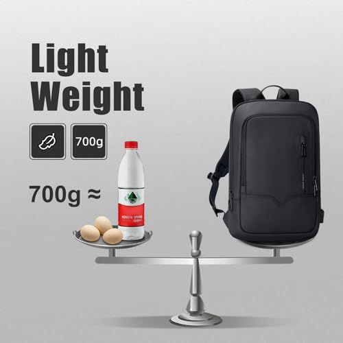 Mochila Hombre, Mochila Ordenador Portátil Impermeable con Puerto de Carga USB, Mochila Laptop 15.6'' para Negocio Trabajo Escolar Estudio Diario Viaje Ocio o Actividades al Aire Libre-Negro