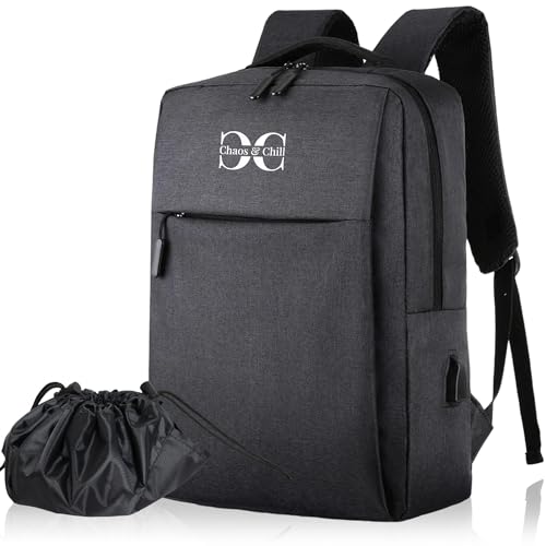 Mochila para Ordenador Portátil Impermeable negra 15.6 pulgadas para Hombre y Mujer. Mochila de Trabajo con Puerto USB para Universidad e Instituto que incluye Funda para Accesorios del Pc.