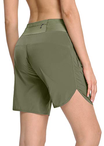 MOCOLY Pantalón Corto Short Deportivo Mujer Deporte Pantalones Cortos para Mujer para Yoga Fitness Entrenamiento Athletic Gym Medio Verde S