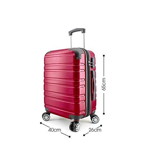 MODELISA - Maleta De Equipaje Avión Polipropileno 4 Ruedas Giratoria Cierre Cremallera con Candado Combinación Asa Telescópica 24'' 60X40X26cm, 70L, 3.02kg (Rojo Oscuro, M)