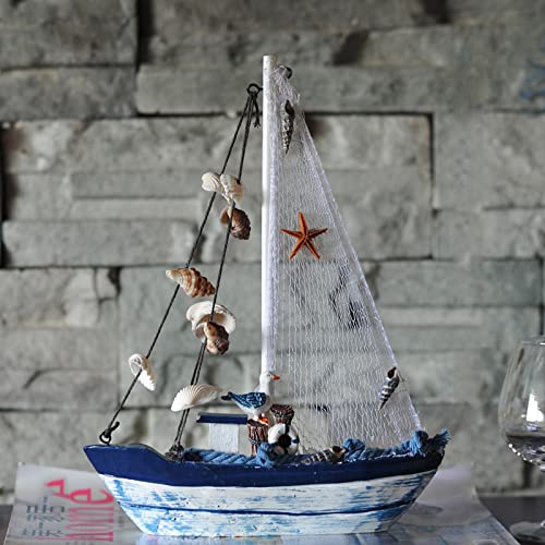 Modelo velero Decoración Madera Modelo Mano náutico Barco Decoración Velero Náutico Modelo Decorativo Madera Barco decoración Vacaciones mar Playa Modelo veleros Madera con Red Pesca