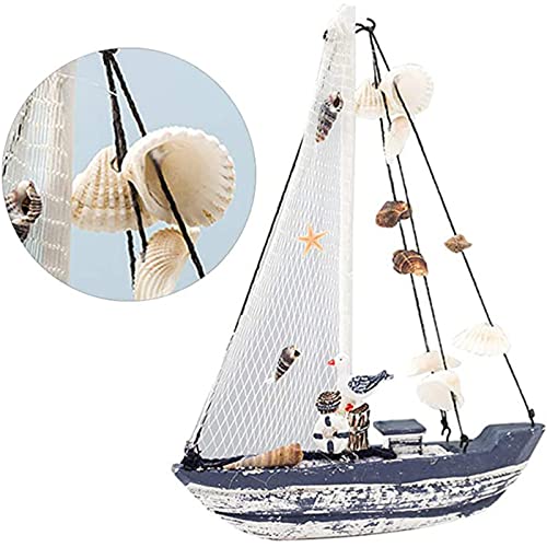 Modelo velero Decoración Madera Modelo Mano náutico Barco Decoración Velero Náutico Modelo Decorativo Madera Barco decoración Vacaciones mar Playa Modelo veleros Madera con Red Pesca