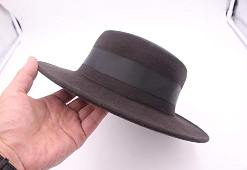 Moderno sombrero fedora, sombrero clásico y elegante tipo panamá de mezcla de algodón con ala plana, sombrero de jazz con cinta