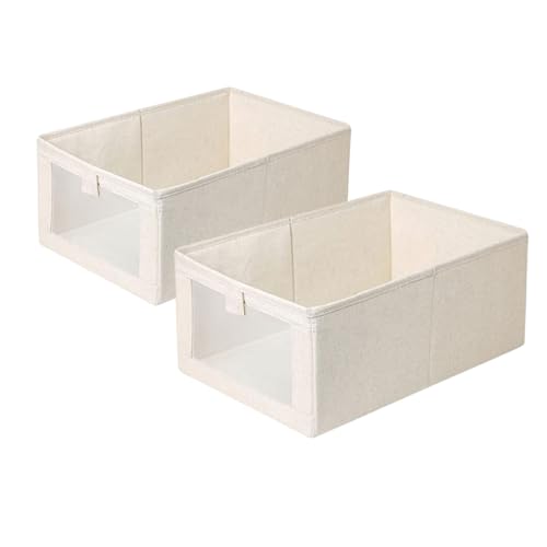 Moguxb Caja de Almacenamiento Plegable 2 Piezas, Organizadores de Cajones, Beige, Cajas de Almacenaje, Organización para Armario, Ropa, Libros, Cosméticos