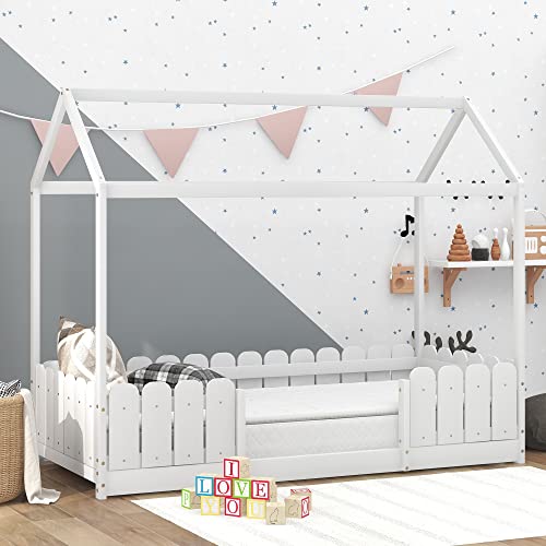 Moimhear Cama Infantil de 90 x 200 cm – versátil Cama Infantil de Madera para niños y niñas