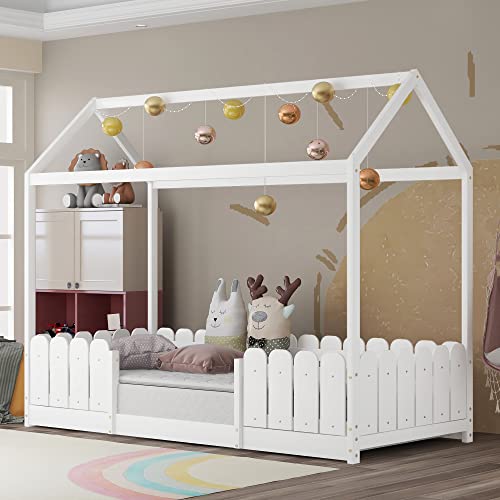 Moimhear Cama Infantil de 90 x 200 cm – versátil Cama Infantil de Madera para niños y niñas