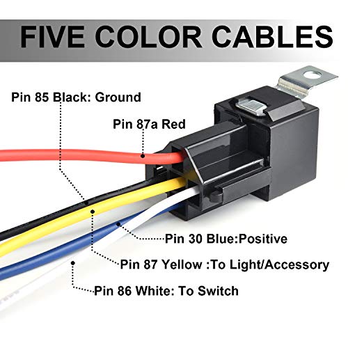 moinkerin 5 Piezas Rele 12v Relé de Coche 5 Pin Terminal SPDT Vehículo Auto Barco Carro Relés para Camiones, Automóviles, Camionetas, Motocicletas, Alarmas