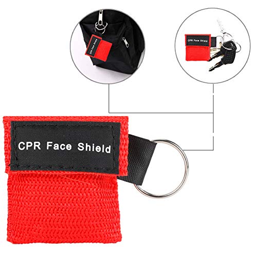 MojiDecor Máscara de CPR, Máscara respiratoria 10 PCS, CPR Máscara con Llavero, portátiles de Primeros Auxilios máscaras CPR con Barrera respiratoria con válvula de retención (5 Negro + 5 Rojo)