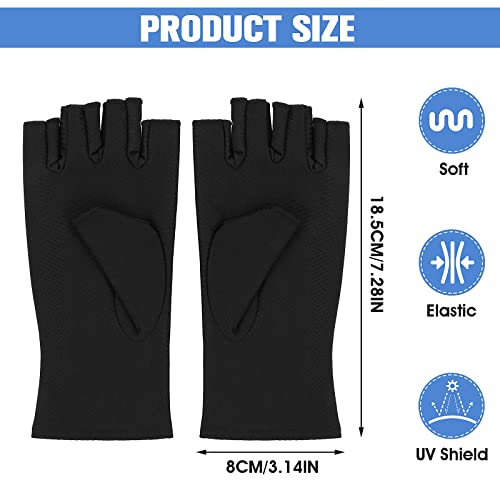 Molain Guantes anti UV, guantes de manicura de gel, guantes de protección profesional sin dedos para manicura, cuidado de la piel, guantes de protección UV (negro)