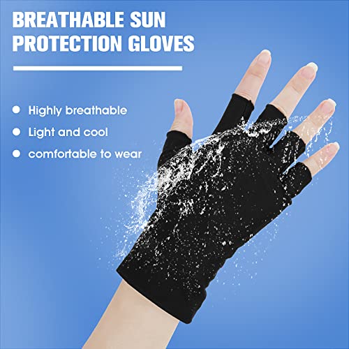 Molain Guantes anti UV, guantes de manicura de gel, guantes de protección profesional sin dedos para manicura, cuidado de la piel, guantes de protección UV (negro)