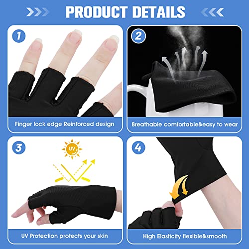 Molain Guantes anti UV, guantes de manicura de gel, guantes de protección profesional sin dedos para manicura, cuidado de la piel, guantes de protección UV (negro)