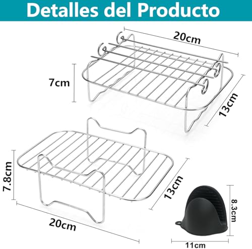 moleath Molde Silicona Freidora de Aire Dual Zone, 5PCS Accesorios Freidora Sin Aceite para Cecotec 9L, Ninja Foodi AF300EU, La Moustache 8L, con Dos Parrillas para Accesorios Freidora de Aire