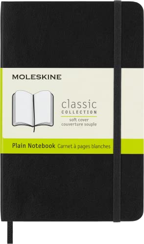 Moleskine Cuaderno Clásico con Hojas Lisas, Tapa Blanda y Cierre Elástico, Color Negro, Tamaño Pequeño 9 x 14 cm, 192 Hojas