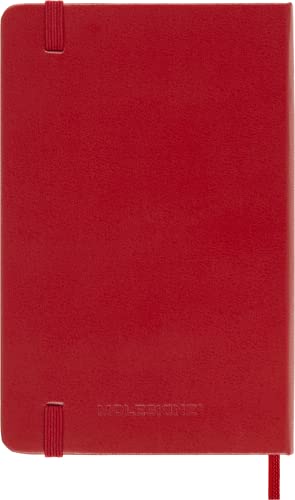 Moleskine - Cuaderno Clásico con Hojas Rayadas, Tapa Dura y Cierre Elástico, Color Rojo Escarlata, Tamaño Pequeño 9 x 14 cm, 192 Hojas