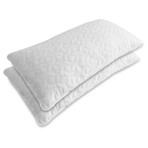 MOMMY CONFORT - Pack 2 Almohada Viscoelastica 70 cm con Copos 100% Viscoelasticos – Tejido Stretch Ultra Suave – Almohada Adaptable al Cuello – Termoreguladora – Fabricado en España