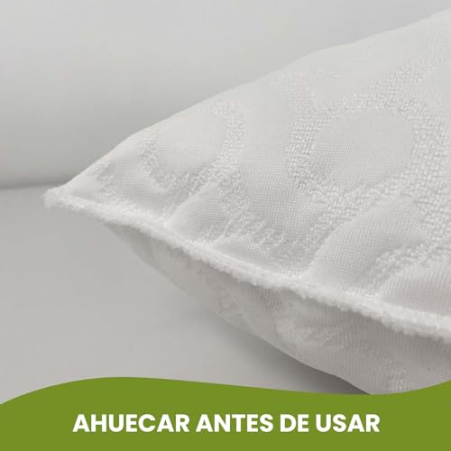 MOMMY CONFORT - Pack 2 Almohada Viscoelastica 70 cm con Copos 100% Viscoelasticos – Tejido Stretch Ultra Suave – Almohada Adaptable al Cuello – Termoreguladora – Fabricado en España