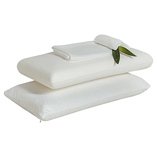 MOMMY CONFORT - Pack 2 Almohada Viscoelastica 75 cm - Funda Lavable Aloe Vera Plus Confort Cremallera - Almohadas Viscoelasticas Adaptable al Cuello - Doble Funda Cremallera, Termoreguladora