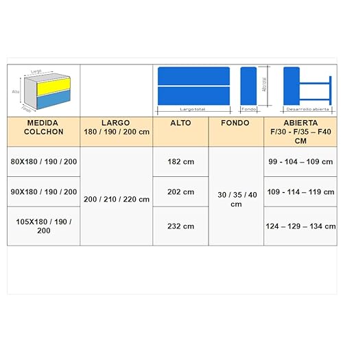 Monarka Litera abatible Horizontal, Modelo Cant (90x180 cm, Partes Metálicas en Blanco)