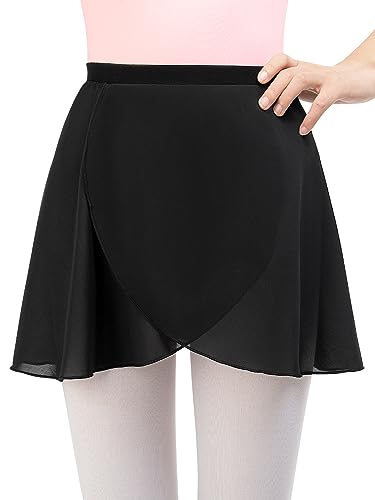 Monbessi Falda Ballet Niña Mujer - (Altura: 120-175 cm) Falda de Abrigola de Ballet Danza, Gasa para Ballet, Cintura Elástica (M, Negro)