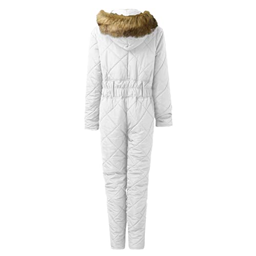 Mono de esquí de invierno para mujer, traje de nieve para deportes al aire libre, traje de nieve de lana sintética, overol con capucha, chaquetas de esquí y pantalones Mis libros de alquiler, blanco,