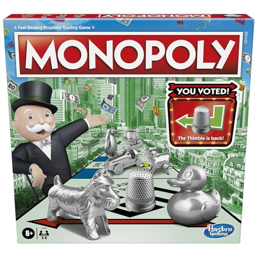 Monopoly Game, Family Board Game for 2 to 6 Players, Monopoly Board Game for Kids Ages 8 and Up, Includes Fan Vote Community Chest Cards, Package May Vary