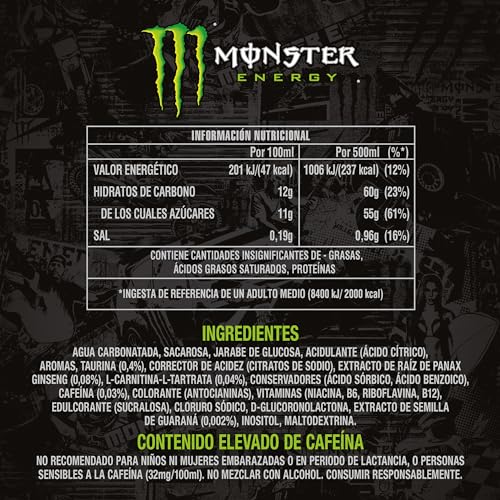 MONSTER ENERGY Original - Bebida energética - Pack de 4 latas 500 ml