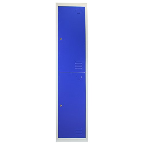 MonsterShop - Taquilla Metálica para Montar con 2 Puertas Azules 45x38x180cm con Estantes llaves Imanes Portatarjetas Nombre Número Casillero Metalico Metal Locker Escuela Gimnasio Vestuario y Oficina