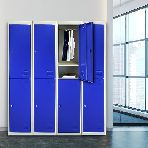 MonsterShop - Taquilla Metálica para Montar con 2 Puertas Azules 45x38x180cm con Estantes llaves Imanes Portatarjetas Nombre Número Casillero Metalico Metal Locker Escuela Gimnasio Vestuario y Oficina