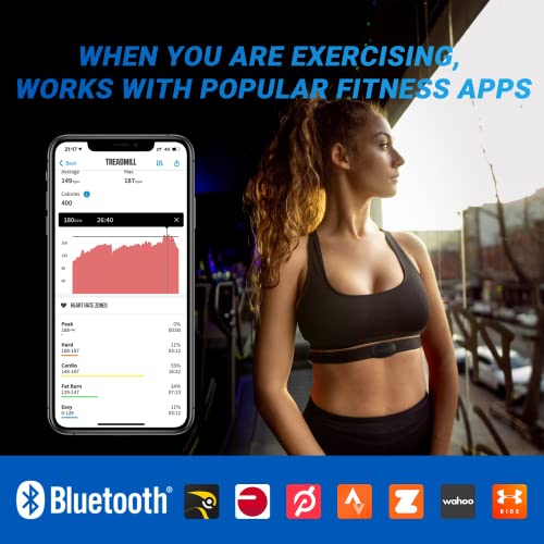 moofit HR8 Monitor de Frecuencia Cardíaca, Datos de Ritmo Cardíaco en Tiempo Real Soporta Bluetooth5.0/Ant+, Mayor Rango de comunicación, Compatible con Apps iOS/Android, Equipo de Sport, Negro