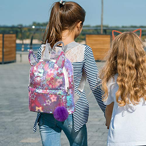 MOOKLIN ROAM Mochila Infantil Unicornio, Regalos para Niños, Mochilas Escolares Juveniles en Gran Capacidad, Bolsa con Lentejuelas Lindo para Muchachas Mujer (Peluche de felpa: color aleatorio)