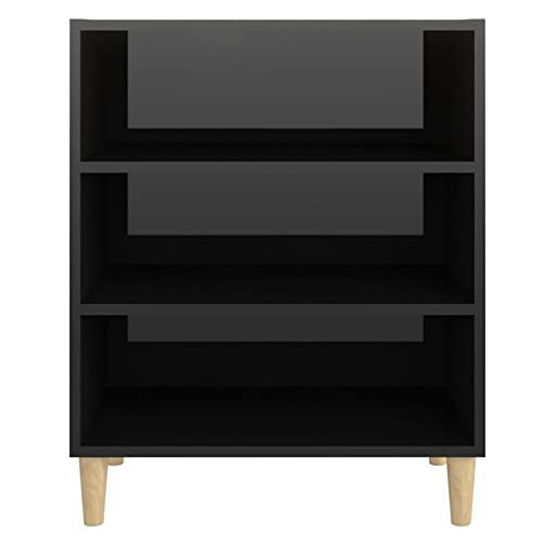 MOONAIRY Aparador, Aparador Cocina, Aparadores para Salon, Mueble Salon, Mueble Cafetera, Mueble Buffet, Alacenas Y Vitrinas, de aglomerado Negro Brillante 57x35x70 cm