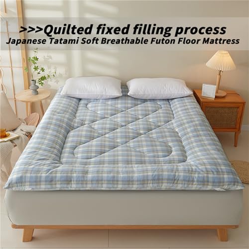 Morbuy Colchón de Futón Japonés, Acolchado Colchón de Piso Plegable Individual Colchón de Suelo Tatami Suave Futones Enrollable Portátil Colchoneta de Dormir (90x200cm,Gris)