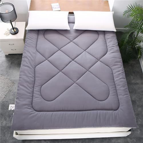 Morbuy Colchón de Futón Japonés, Acolchado Colchón de Piso Plegable Individual Colchón de Suelo Tatami Suave Futones Enrollable Portátil Colchoneta de Dormir (90x200cm,Gris)