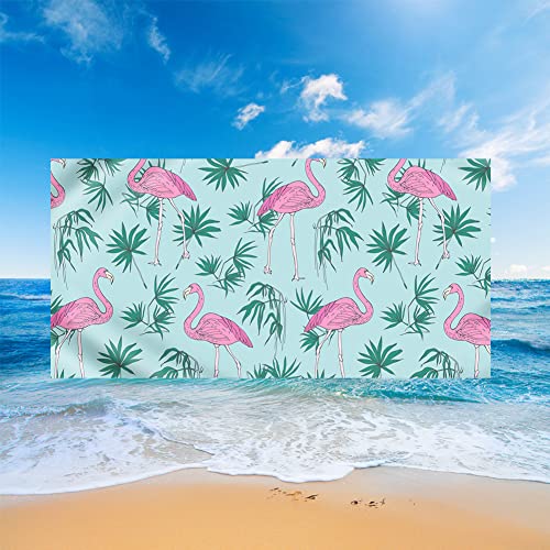 Morbuy Toalla de Playa Microfibra, Patrón de 3D Rectángulo Absorbente Manta de Verano Playa Seque Rápidamente para Viaje, Natación, Yoga, Surf, Familias (70x140cm,Hojas de Palma)