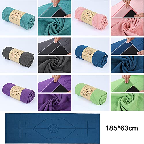 Morbuy Toalla de Yoga Antideslizante Toalla, Esterilla de Yoga para Viajes Plegable Secado para Caliente Yoga Toalla Microfibra Antideslizante (185x63cm,Esmeralda)