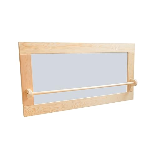 MOST DECO Espejo Montessori con Barra para Bebés y Niños. Espejo de Madera Maciza con Cristal de Seguridad. Regalo Montessori Infantil para Cumpleaños. Dimensiones 52 x 106 x 2 Cm