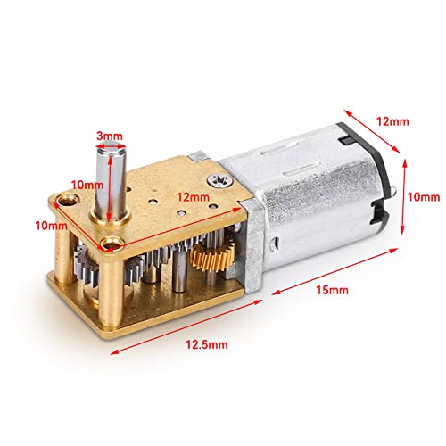 Motor micro de reducción de velocidad, motor eléctrico CW/CCW del engranaje de la rueda dentada del metal de N20 DC12V mini para RC Car Robot Model DIY Motor Toy(DC 12V 16RPM)