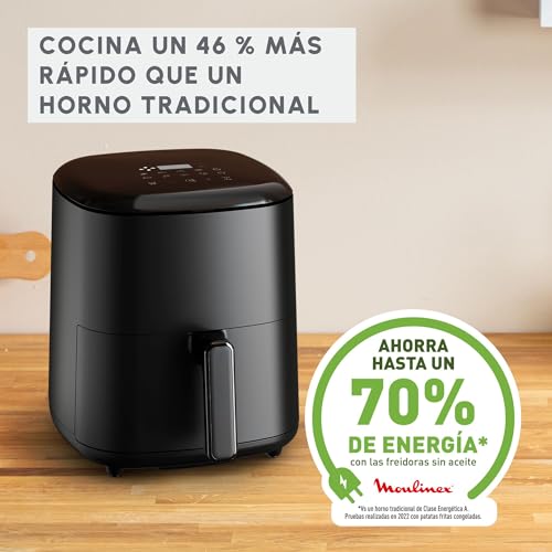 Moulinex Easy Fry Max 5L – Freidora aire para cocinar en poco tiempo, ahorro energético hasta 70%, panel control intuitivo, 10 programas automáticos, hasta 6 personas, recetario digital, EZ2458