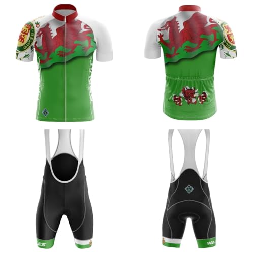 Mount Yale Outdoor Company Team Wales Waving Proudly Green Men's Cycling Jersey & Short Set Short Sleeve Jersey XXXL