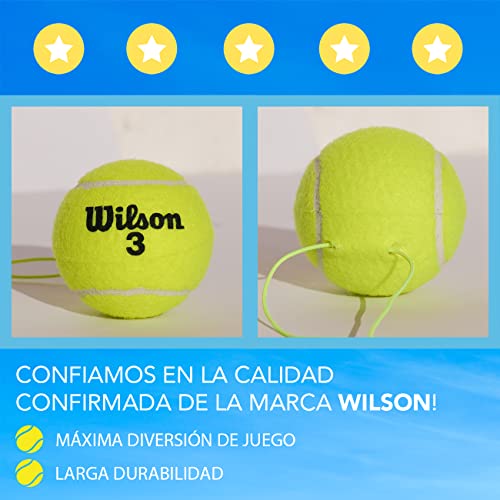 MOVEMATE Set de Entrenamiento Tenis con Pelota Wilson® – Innovador Dispositivo Deportivo para Jugar y Entrenar al Aire Libre, en el jardín, la terraza - Entrenador Tenis